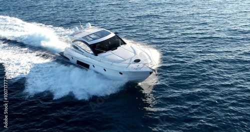 luxury motor boat, aerial view, rio yachts best italian yacht photo