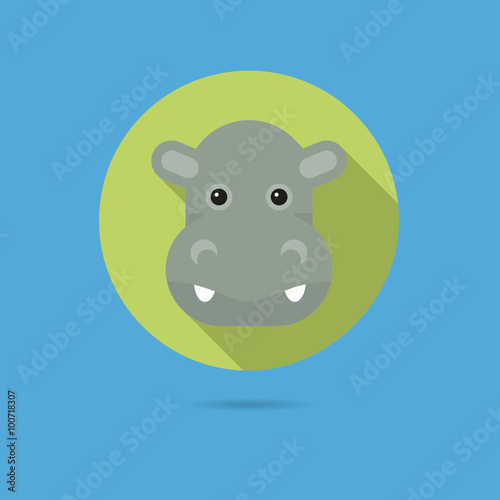 hippo face flat design icon
