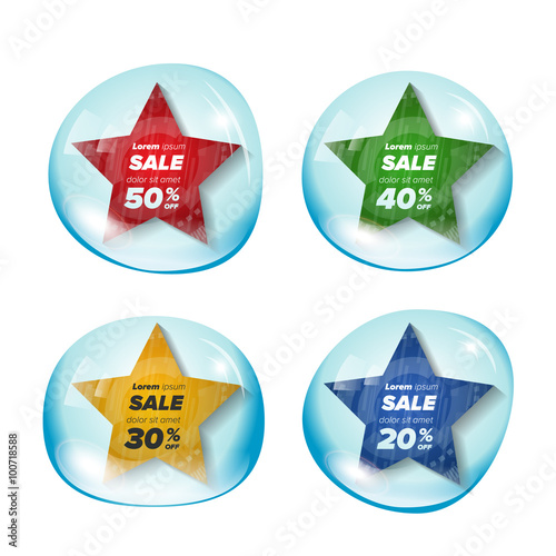Summer sale star stickers in a bubble