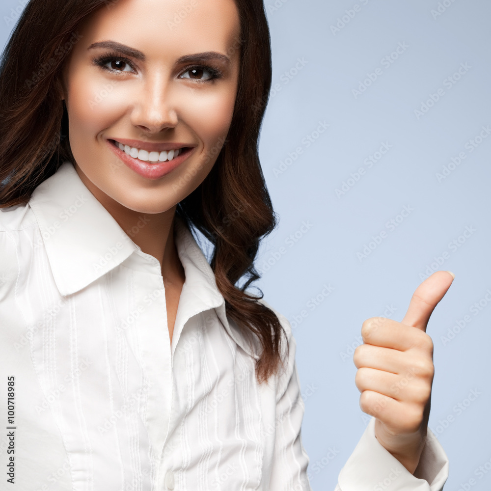 businesswoman, showing thumb up gesture businesswoman, showing thumb up gesture
