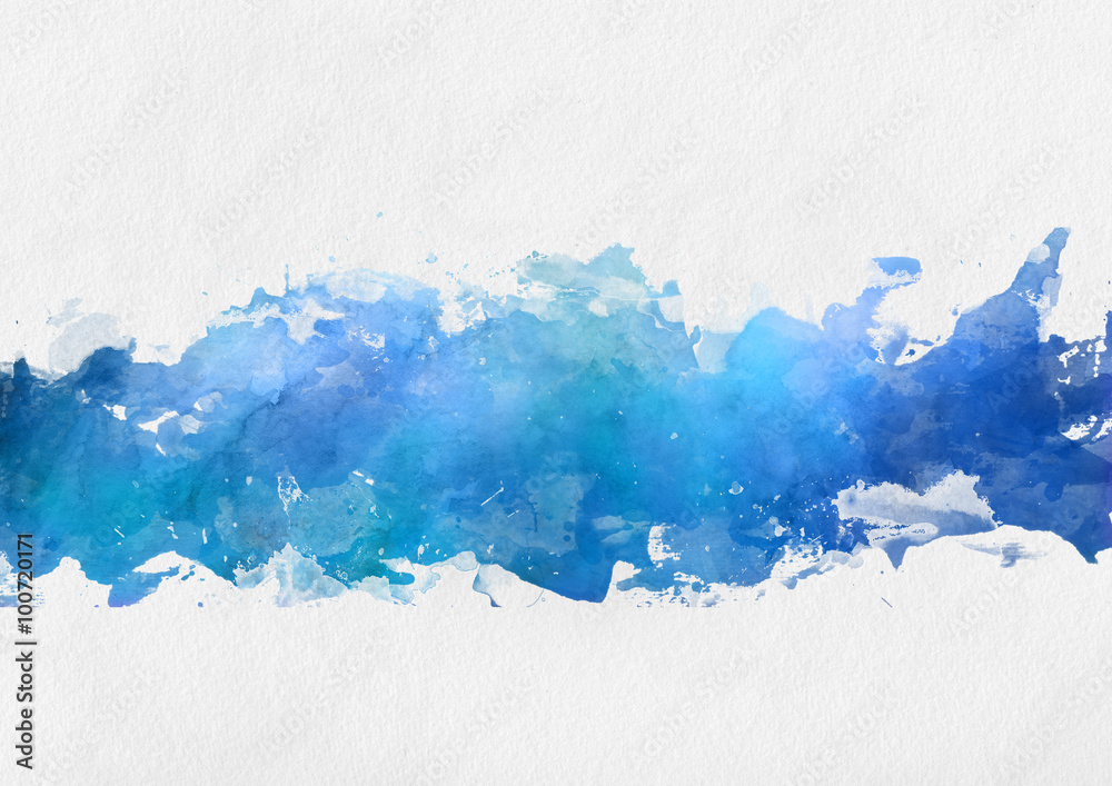 Fototapeta Artystyczny niebieski akwarela efekt splash szablon