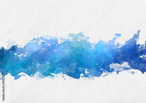 Fototapeta Artystyczny niebieski akwarela efekt splash szablon