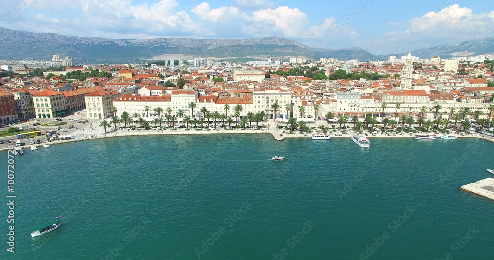 View of harbour and seafront promenade on July 24, 2013 in Split, Croatia View of harbour and seafront promenade on July 24, 2013 in Split, Croatia
