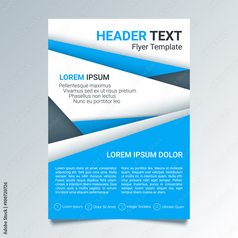 Brochure, flyer template on a blue background. Modern poster business template. Vector illustration