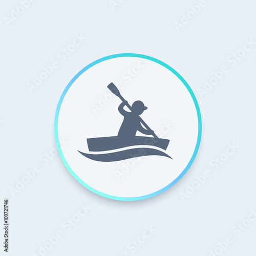 kayak round icon, rowing, canoeing icon, vector illustration
