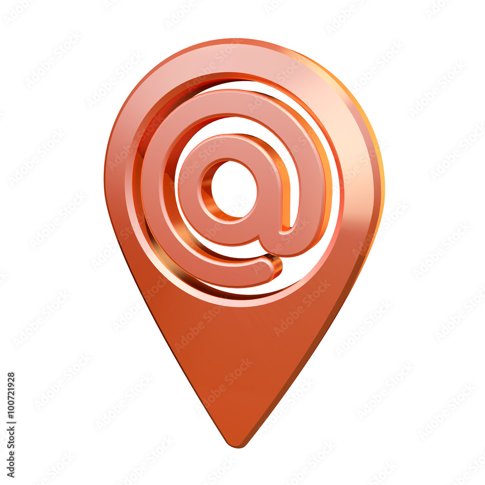 Orange map pin icon. Internet or email icon. Orange map pin icon. Internet or email icon.