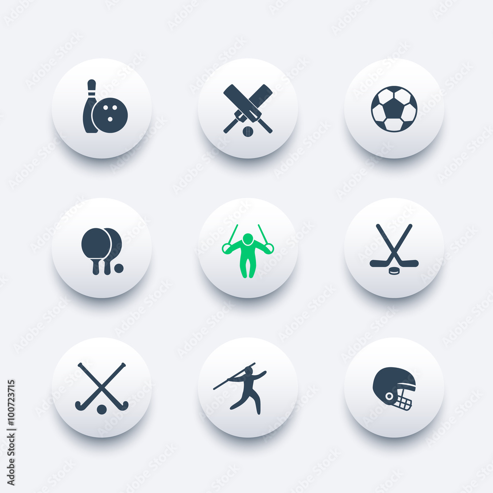sport, games, competition round modern icons, vector illustration