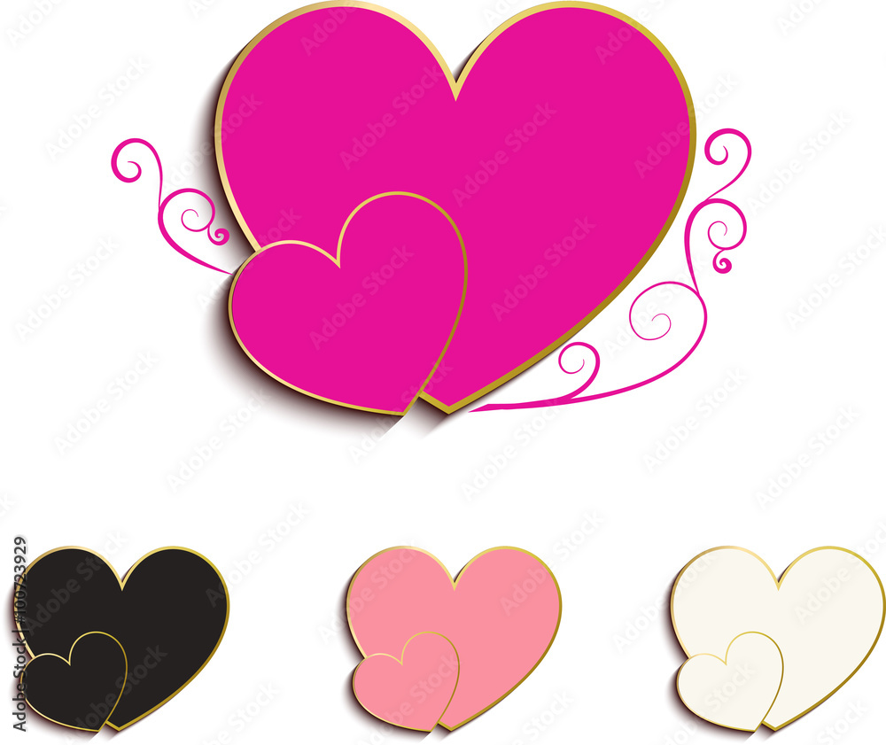Double Hearts icon color floral design