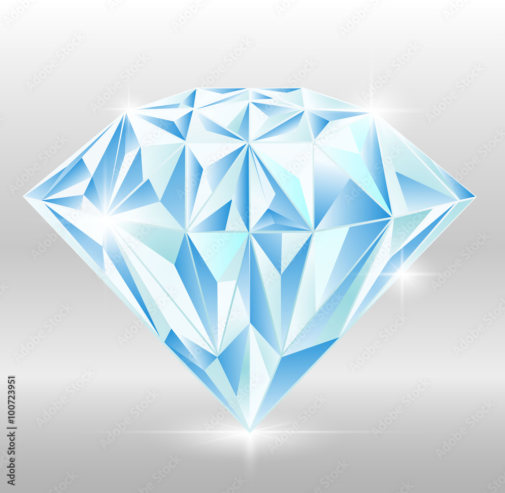 Diamond isolated on white photo-realistic vector illustration Diamond isolated on white photo-realistic vector illustration