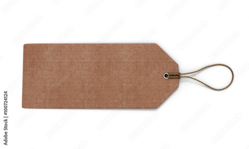 Cardboard label isolated on white background. Blank cardboard ta Stock ...