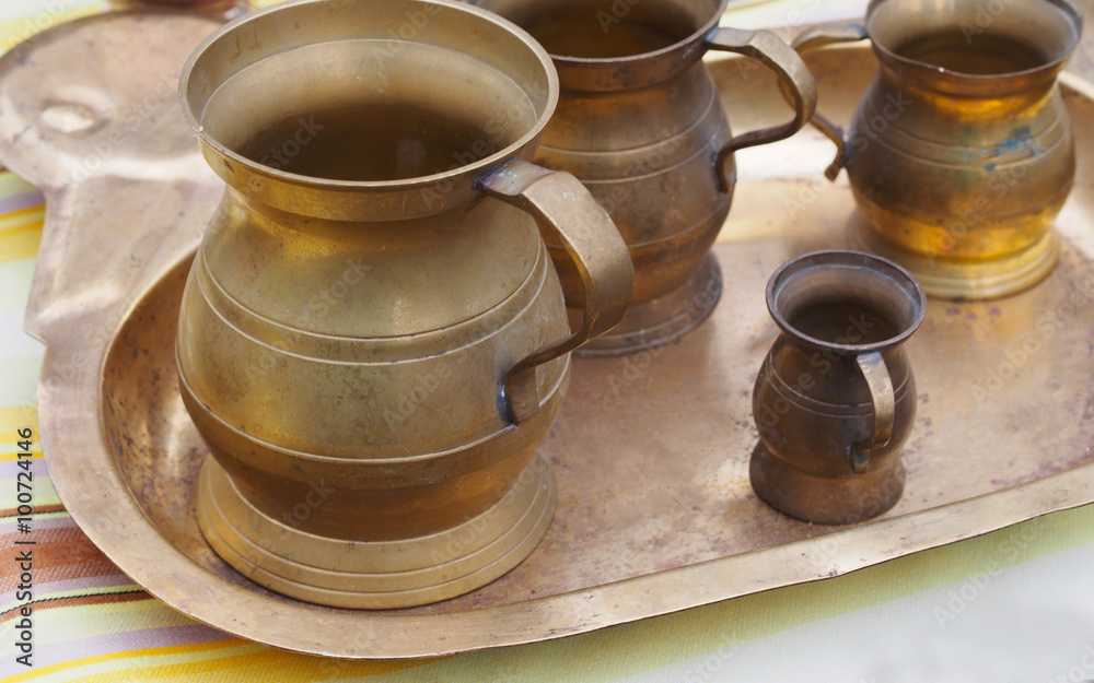 Antic items at street market - kitchenware Antic items at street market - kitchenware