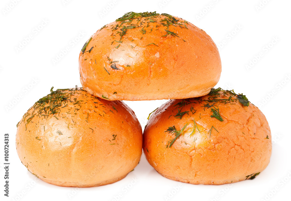 garlic bread isolated on white