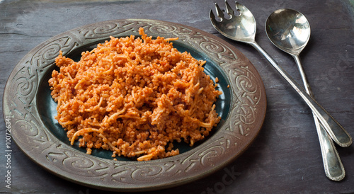 Bulgur Pilavi, cracked wheat pilaf, a traditional dish from Cyprus served as an accompaniment to fish or meat casseroles.