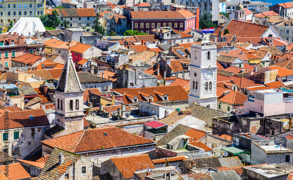 Sibenik panoramic view of old city, Croatia.