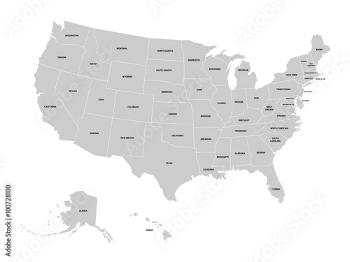 Vector map of United States of America with state names
