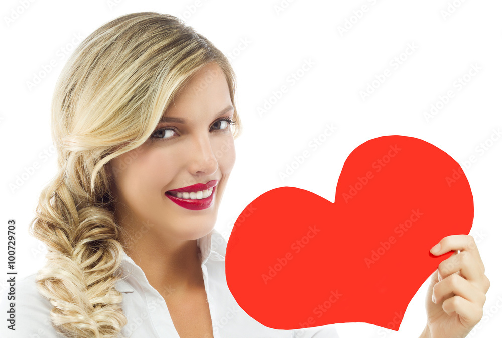 woman beauty red heart valentine's love