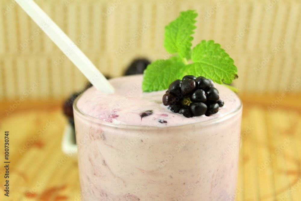 homemade Blackberry smoothie with blackberry fruit in the jar homemade Blackberry smoothie with blackberry fruit in the jar