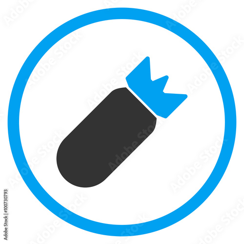 Aviation Bomb vector icon. Style is bicolor flat circled symbol, blue and gray colors, rounded angles, white background.
