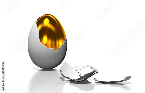 gold egg is in the broken shell
