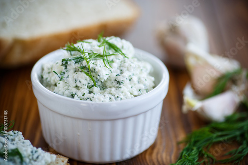 snack salty cheese with herbs