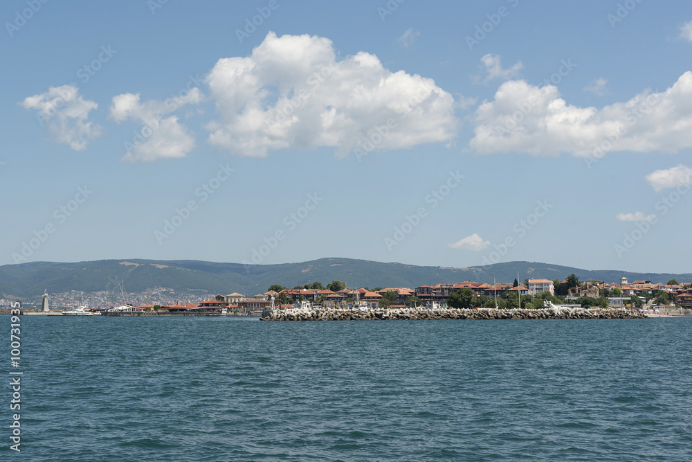 view to the ancient Nessebar town, Bulgaria from Black Sea