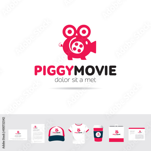 Piggy Movie business company logo template