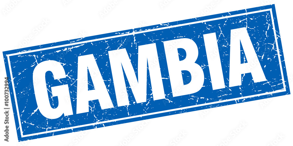 Fototapeta premium Gambia blue square grunge vintage isolated stamp