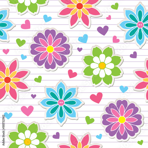 seamless pattern of flower stickers