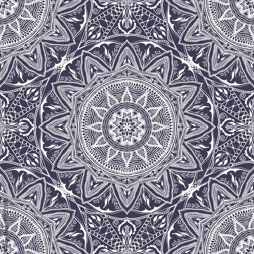Vector seamless texture with floral mandala in indian style