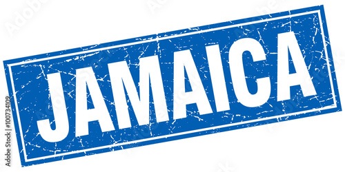 Jamaica blue square grunge vintage isolated stamp