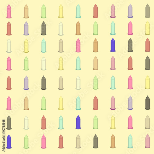 Condoms/
The Illustration with many multicolored condomsfor background.