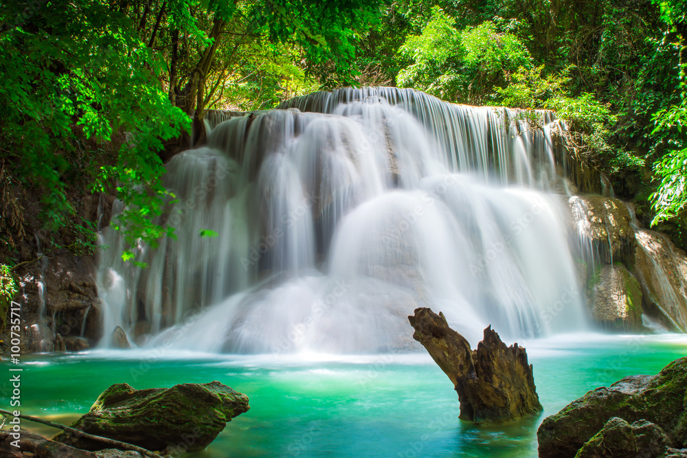 Huay Mae Khamin waterfall in tropical forest,Thailand 