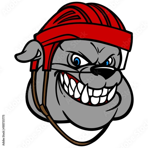 Bulldog with Hockey Helmet