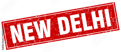 New Delhi red square grunge vintage isolated stamp