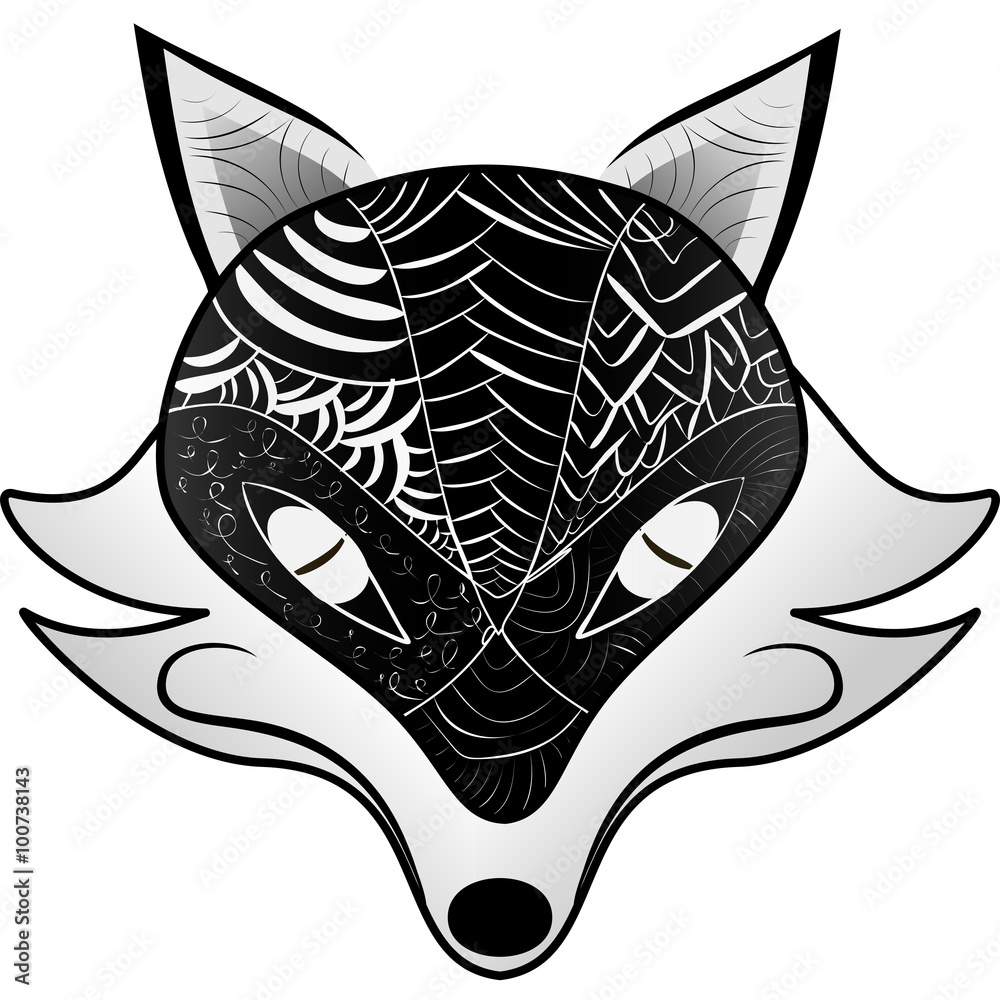 Obraz premium Graphic black and white vector fox