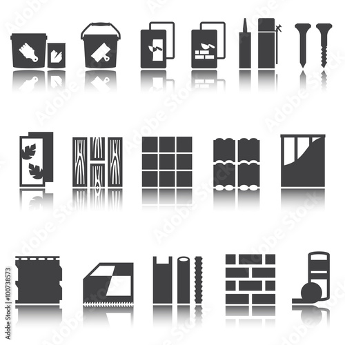 repair icons. vector set. construction materials. Shadow reflection.