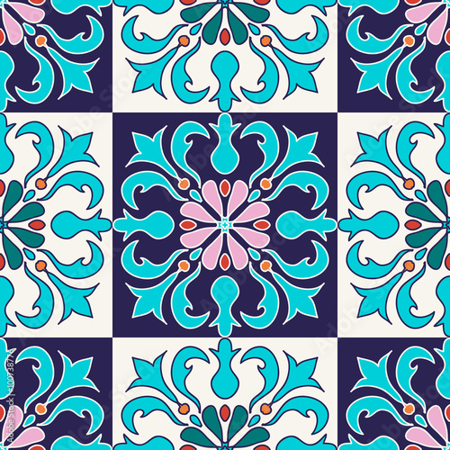 Vector seamless texture. Beautiful colored pattern for design and fashion with decorative elements