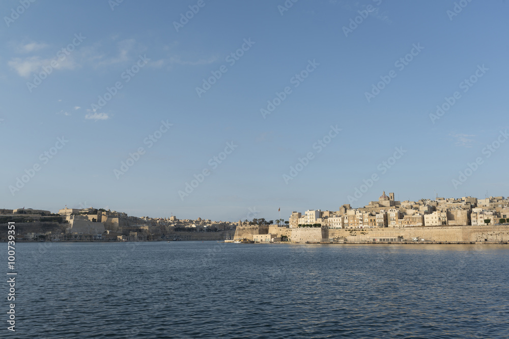 view on Valletta with its architecture from the sea