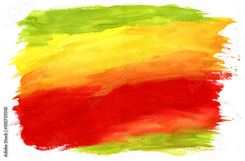 Painting Textured Background Red, Green and Yellow
