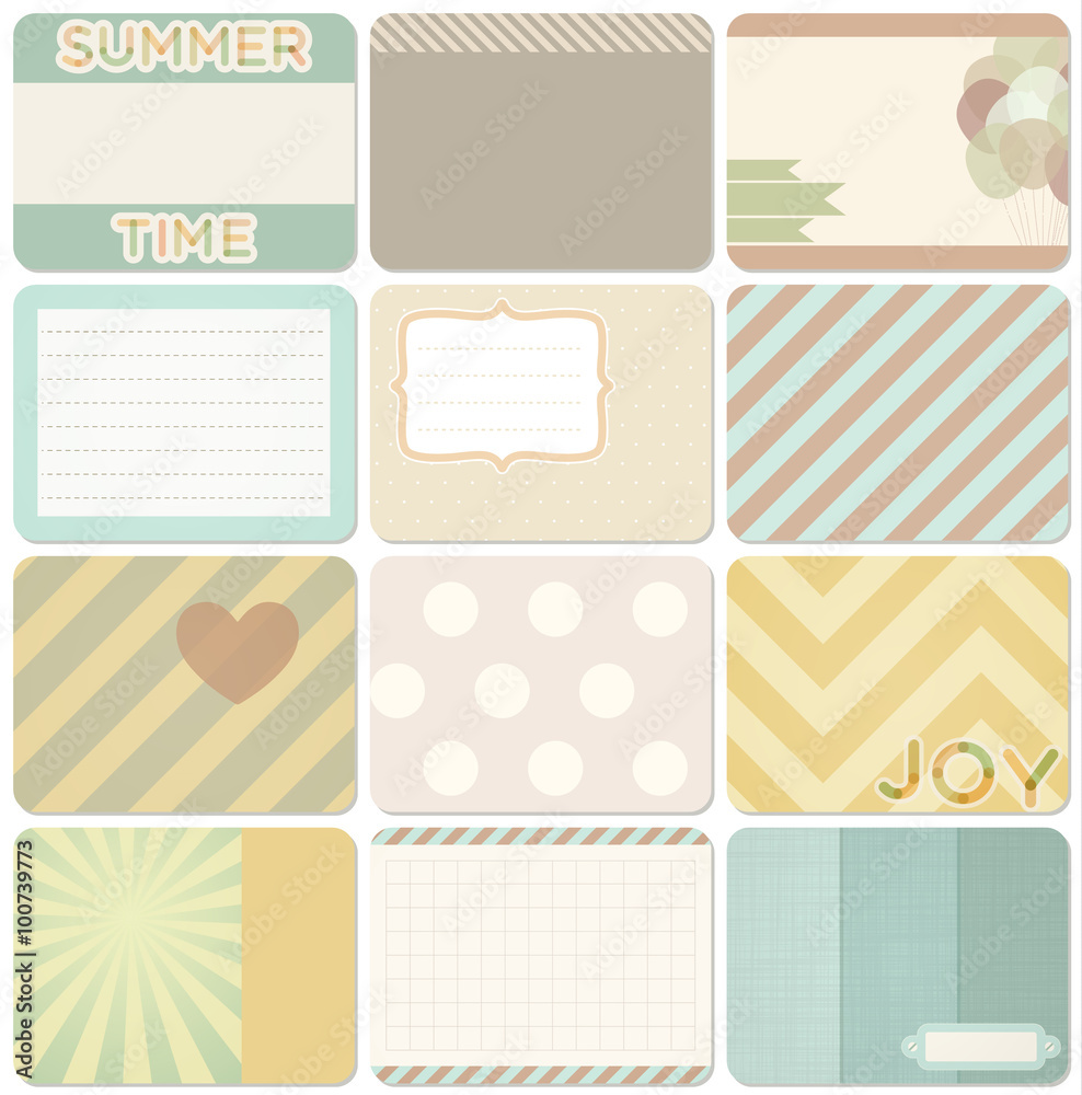 Vector set of journal cards.