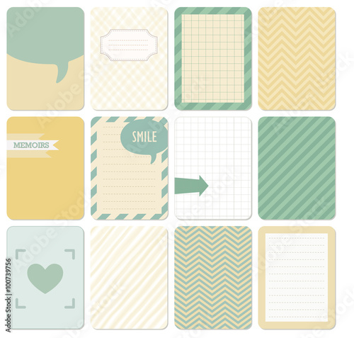 Vector set of journaling card.