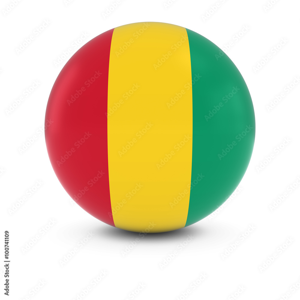 Guinean Flag Ball - Flag of Guinea on Isolated Sphere Guinean Flag Ball - Flag of Guinea on Isolated Sphere