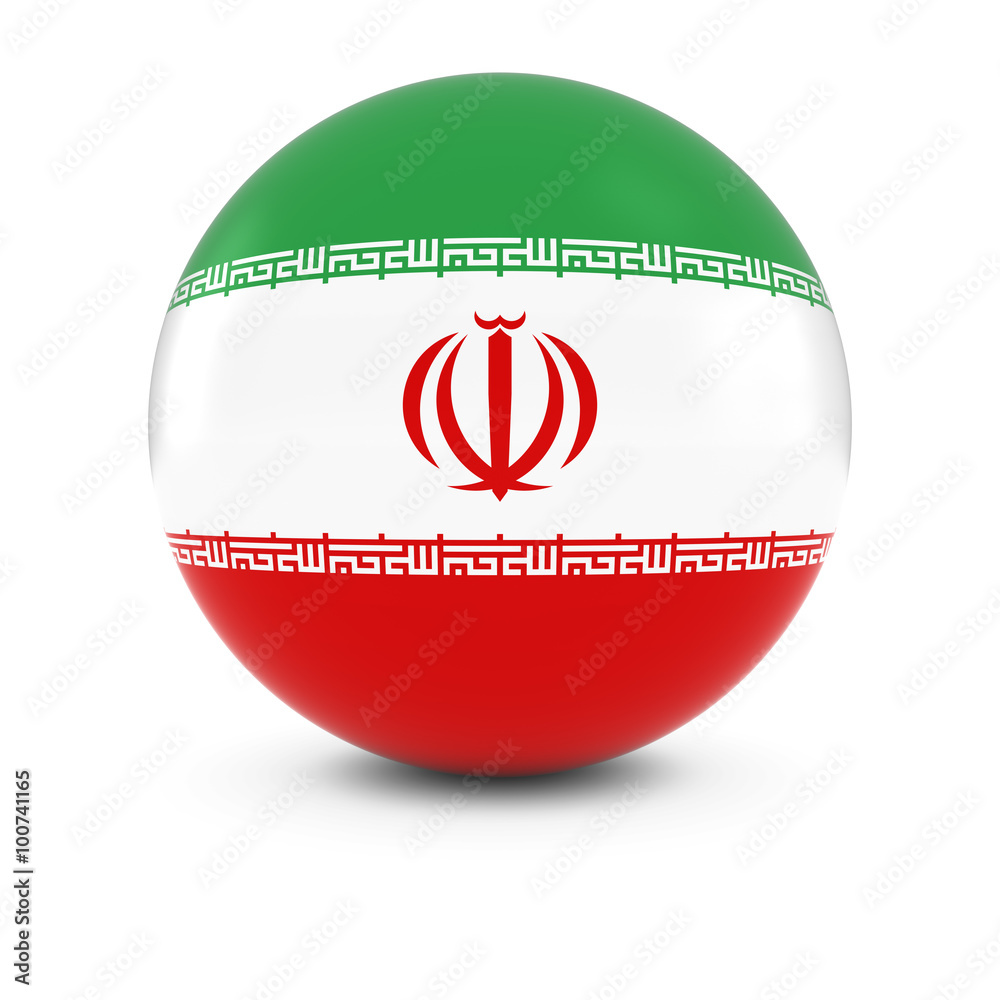 Fototapeta premium Iranian Flag Ball - Flag of Iran on Isolated Sphere