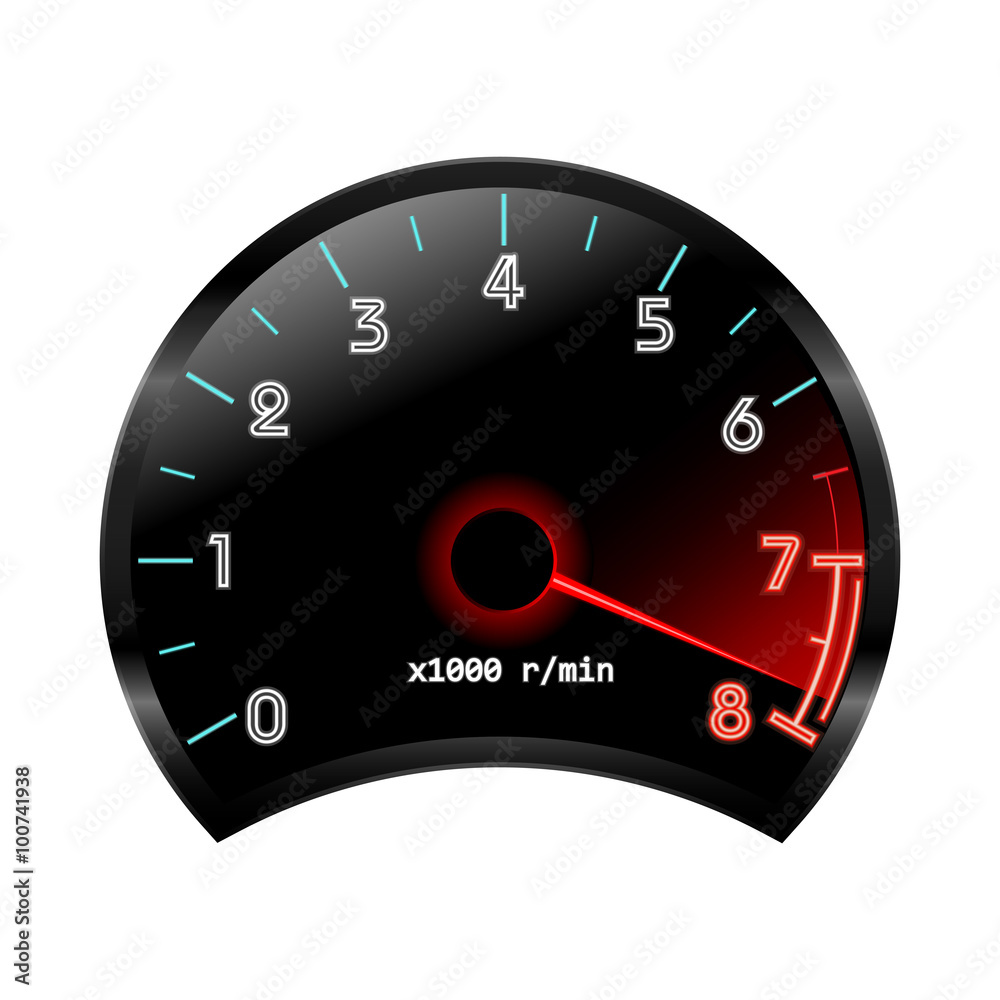 Tachometer (revolutioncounter , RPM gauge). Vector illustration Stock
