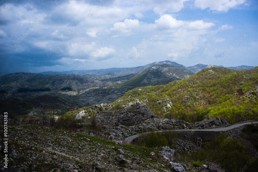 In the Mountains of Montenegro. Serpantine road.