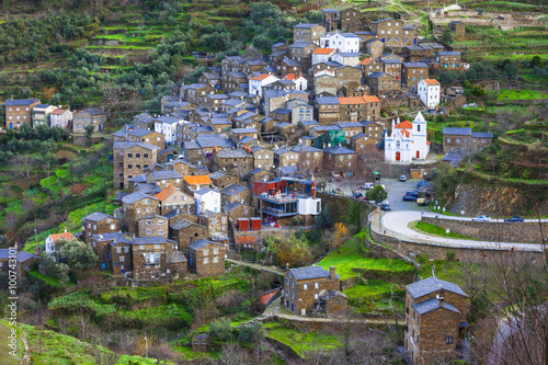 Breathtaking Piodao Portugal. 5K slate village. Remote traditional stone houses on terraced mountain hills in Serra do Acor. Ancient Portuguese heritage scenery. Summer travel hidden gem