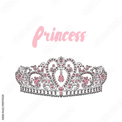 Crown vector. Tiara. Painted diadem. A princess. The royal crown. Queen.