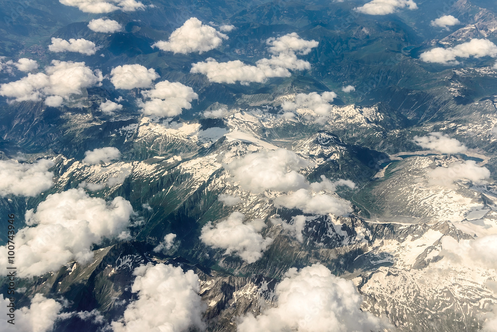 Naklejka premium View of the Alps from the plane.