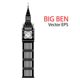 Vector Illustration of Big Ben Tower, London. Isolated on white background.