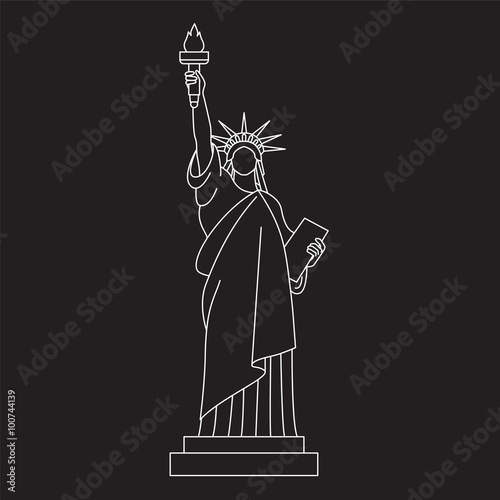 Statue of liberty, vector line icon.